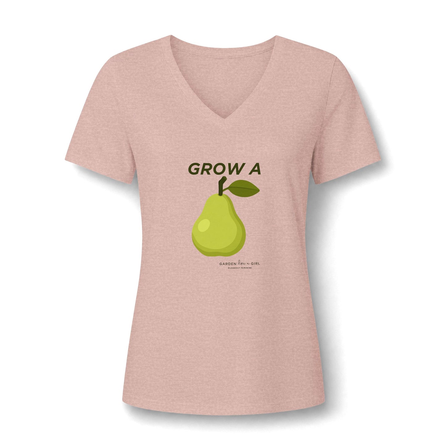 Grow A Pear V-Neck Tee — Cute Fruit Graphic Women's Shirt