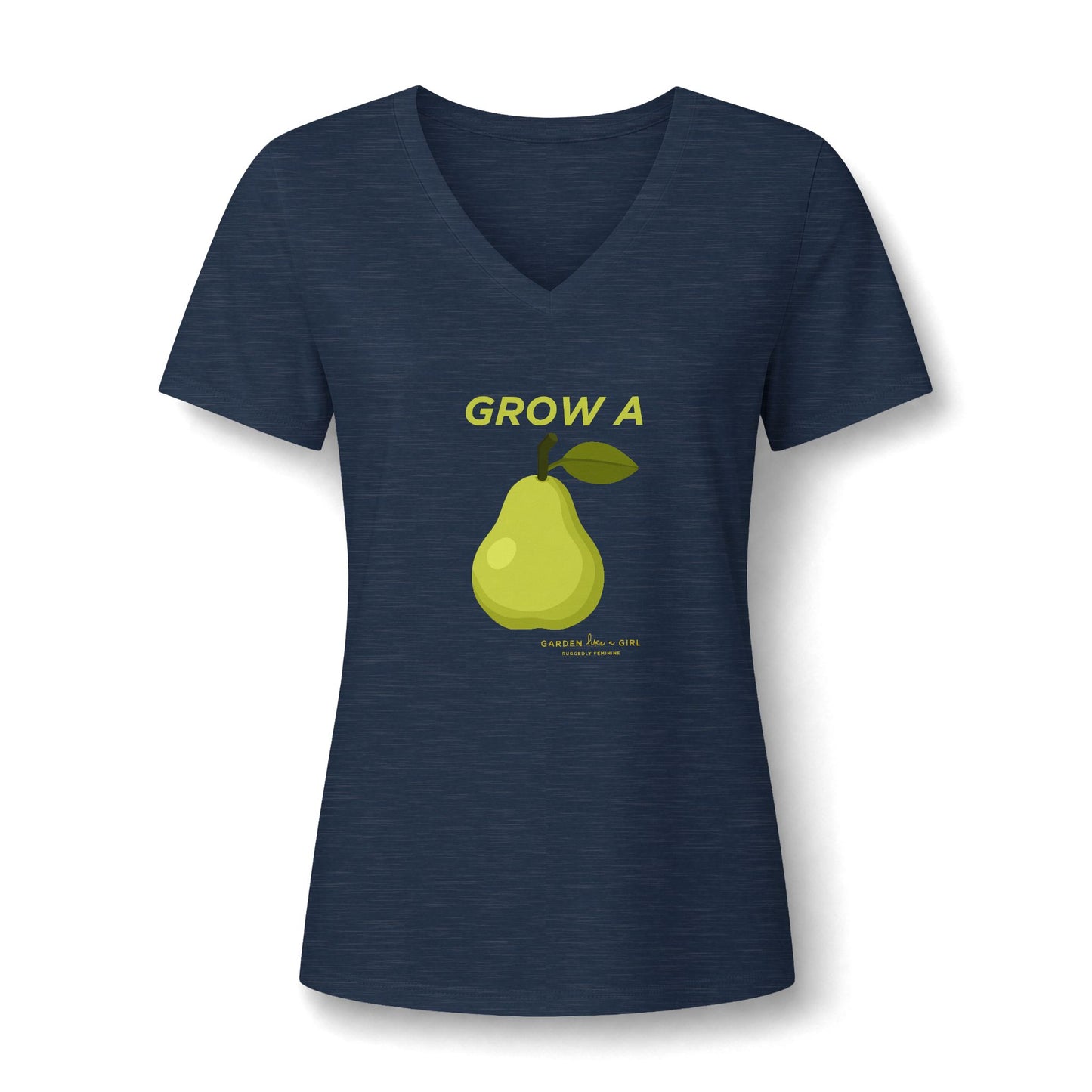 Grow A Pear V-Neck Tee — Cute Fruit Graphic Women's Shirt