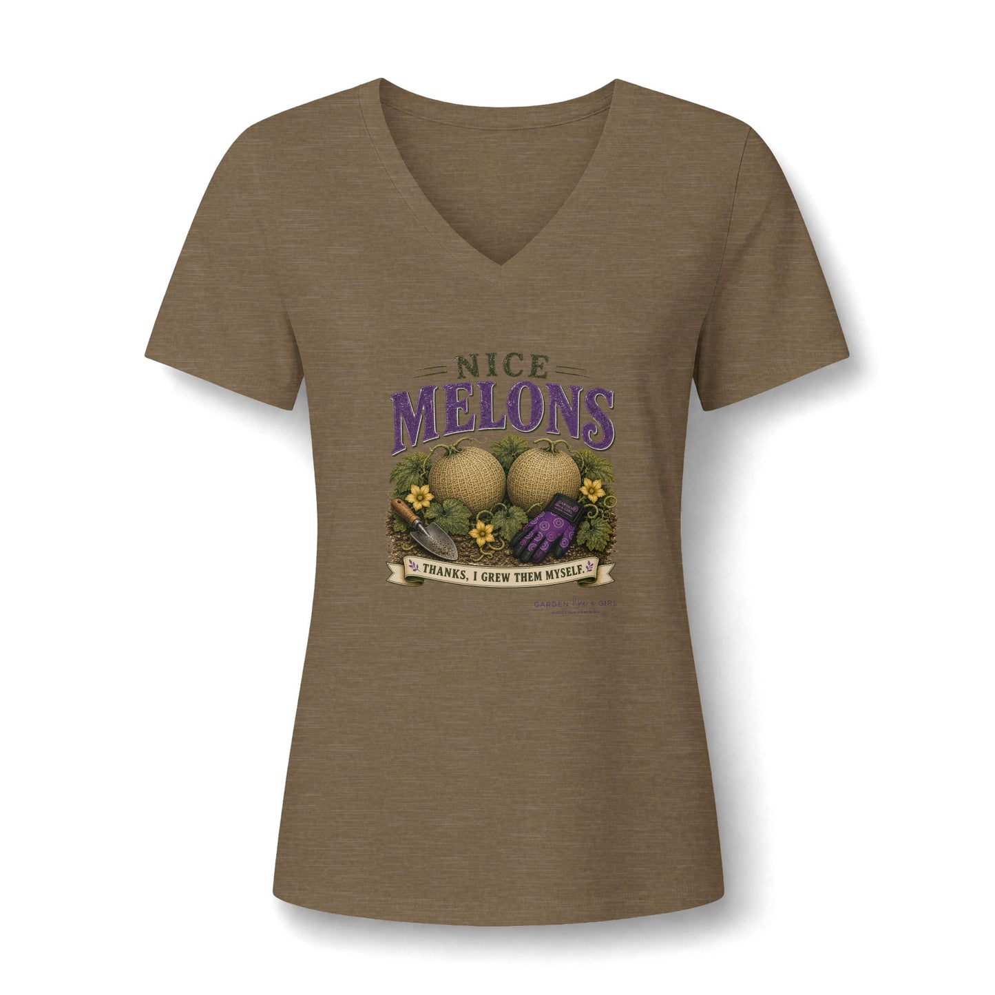 Nice Melons V-Neck Tee — Funny Gardening Shirt for Women