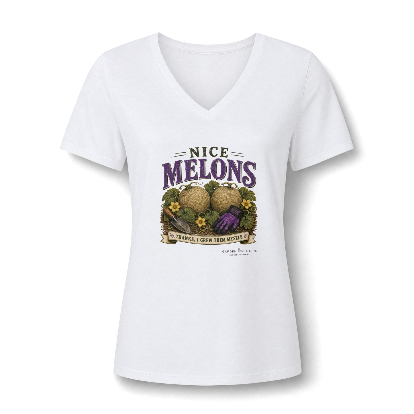 Nice Melons V-Neck Tee — Funny Gardening Shirt for Women