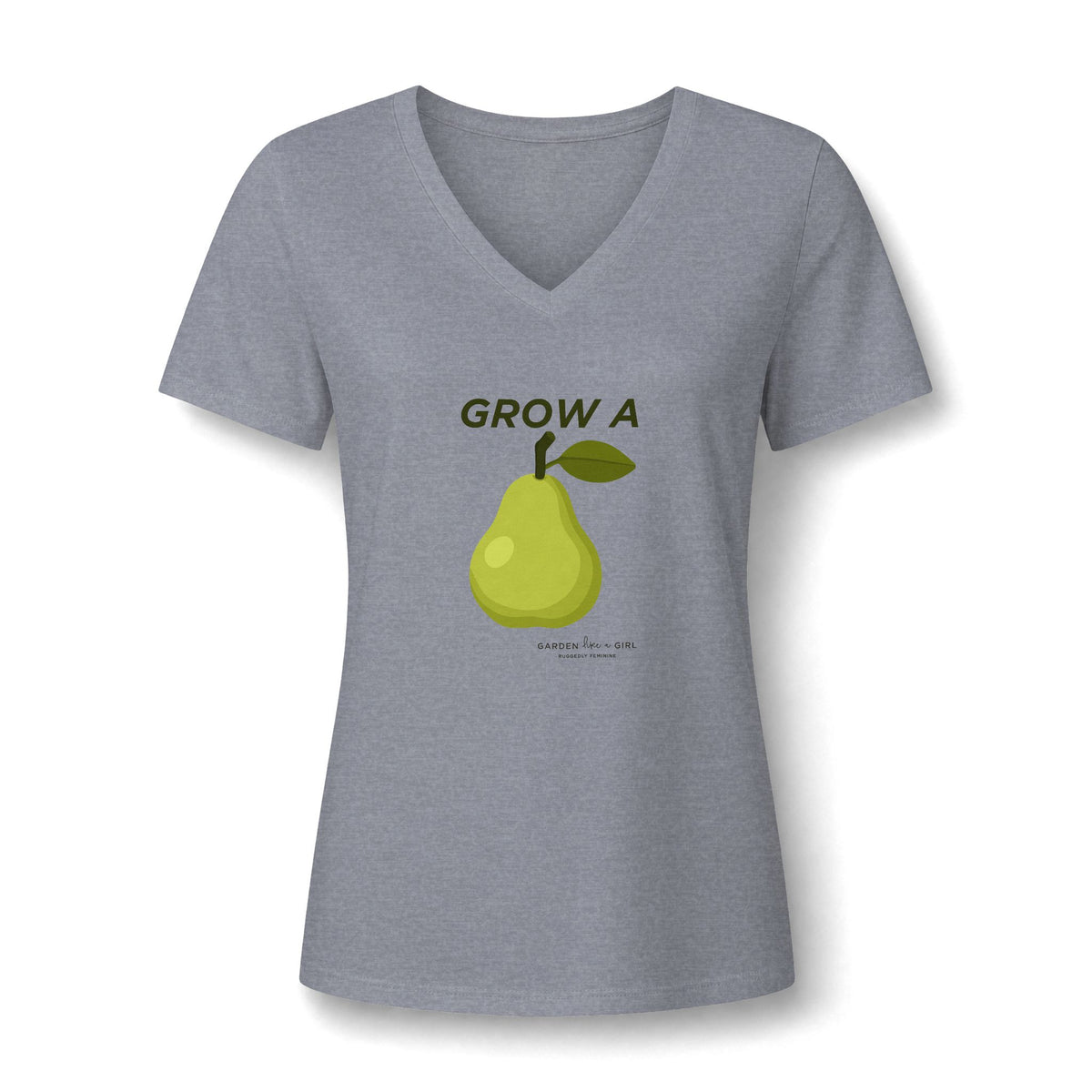 Grow A Pear V-Neck Tee — Cute Fruit Graphic Women's Shirt
