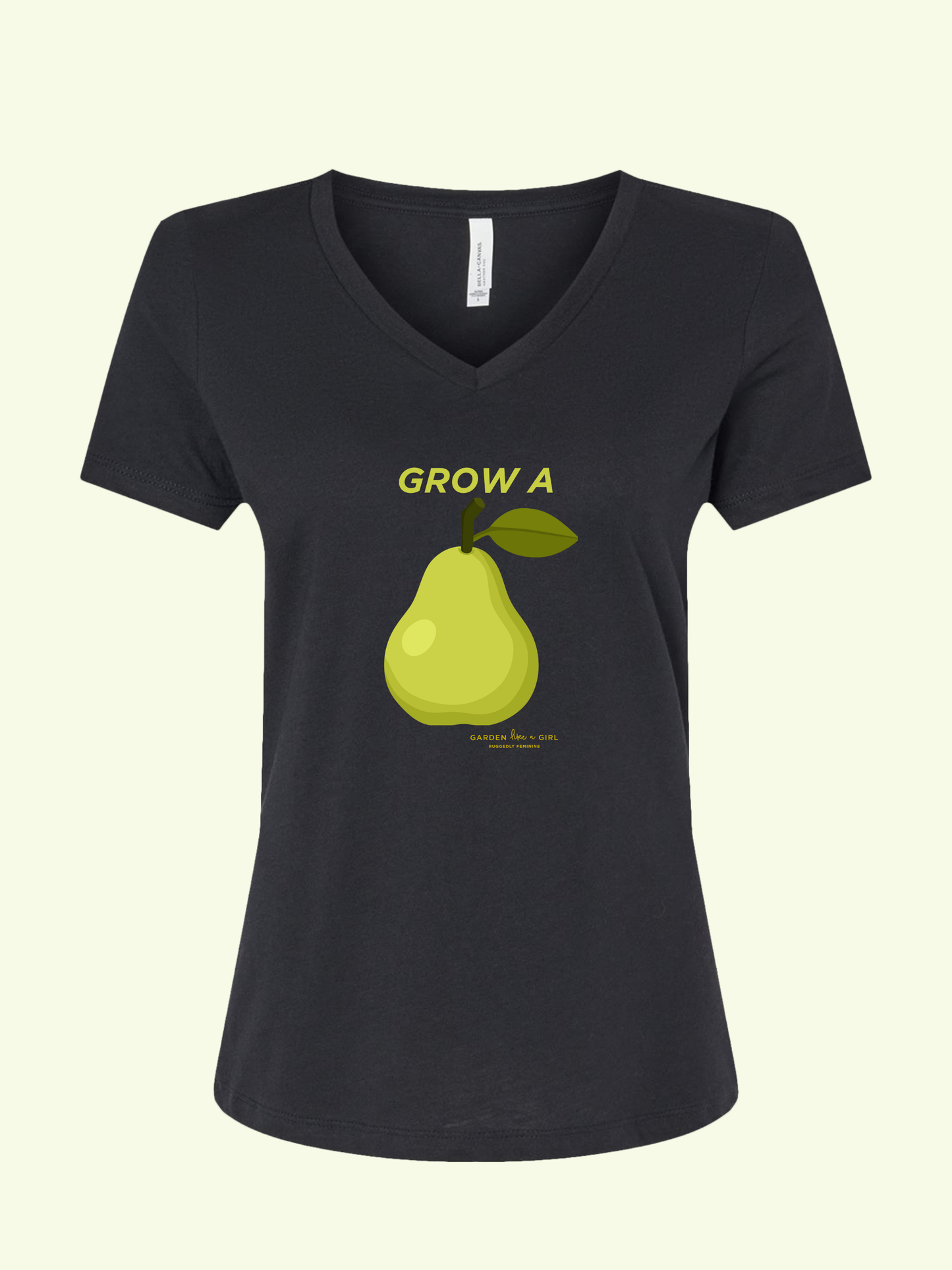Grow A Pear V-Neck Tee — Cute Fruit Graphic Women's Shirt