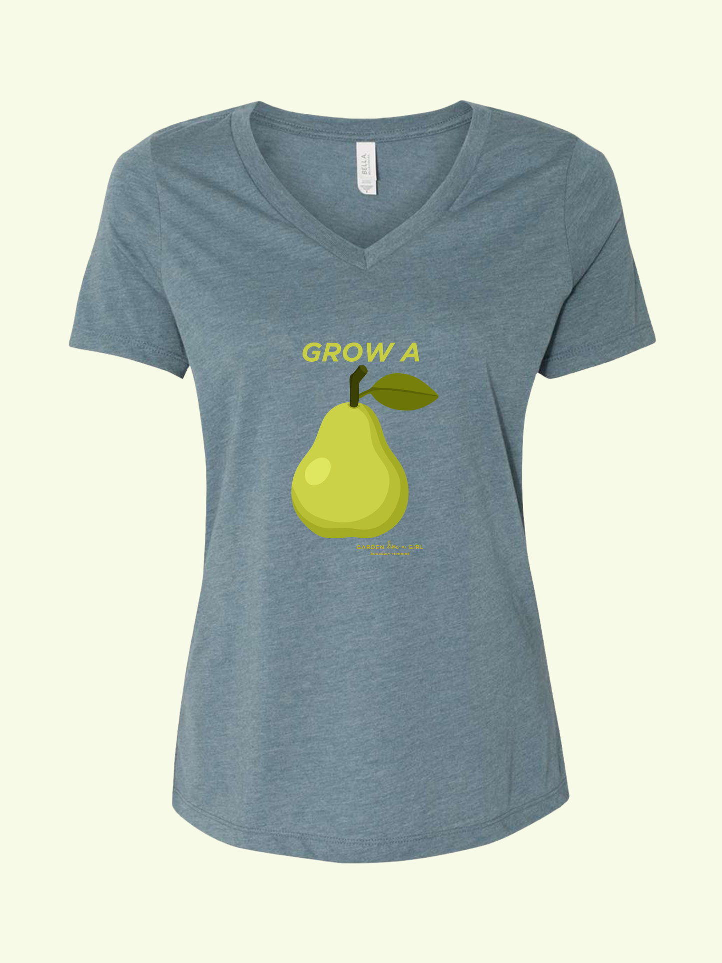 Grow A Pear V-Neck Tee — Cute Fruit Graphic Women's Shirt