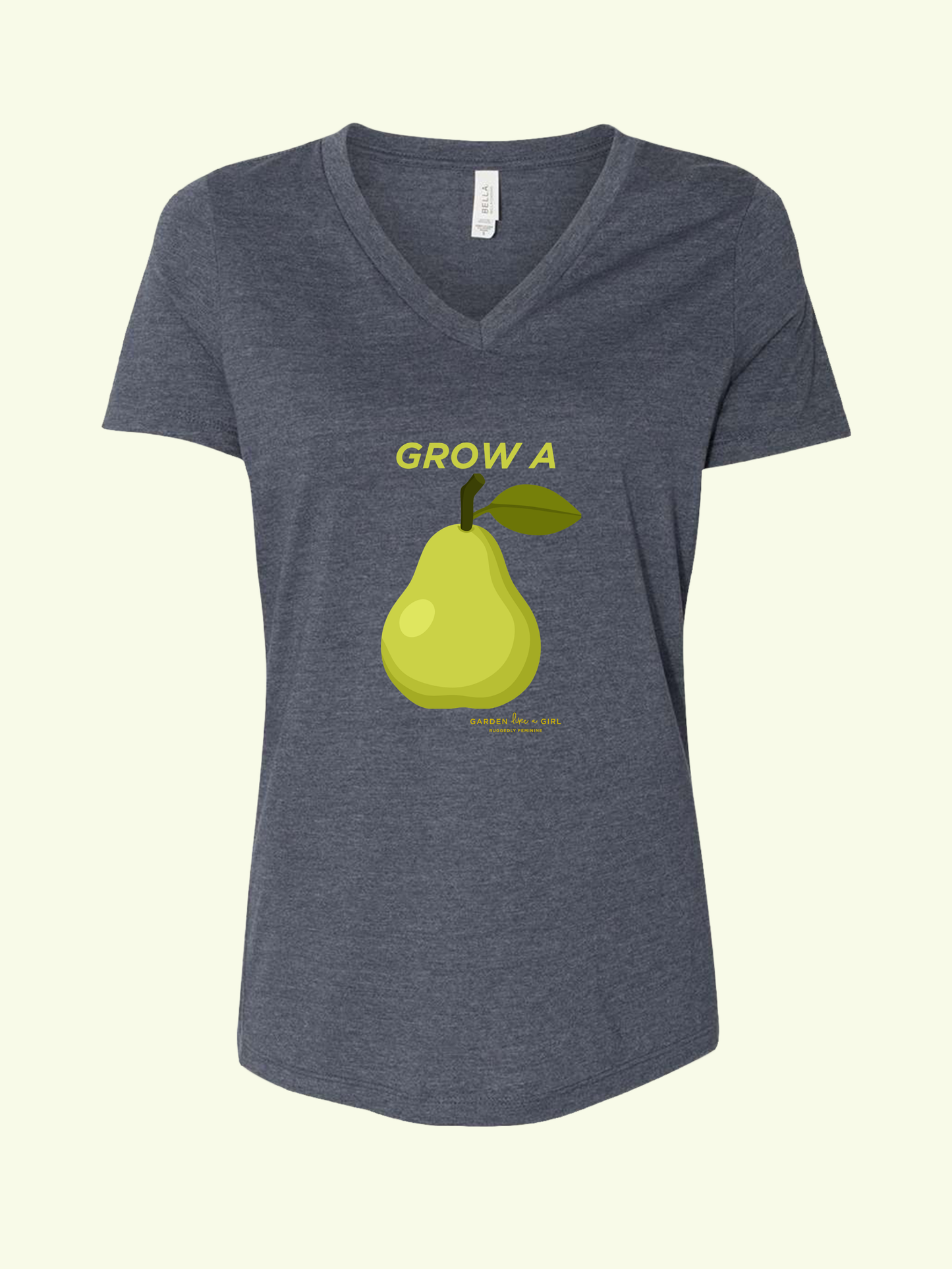 Grow A Pear V-Neck Tee — Cute Fruit Graphic Women's Shirt