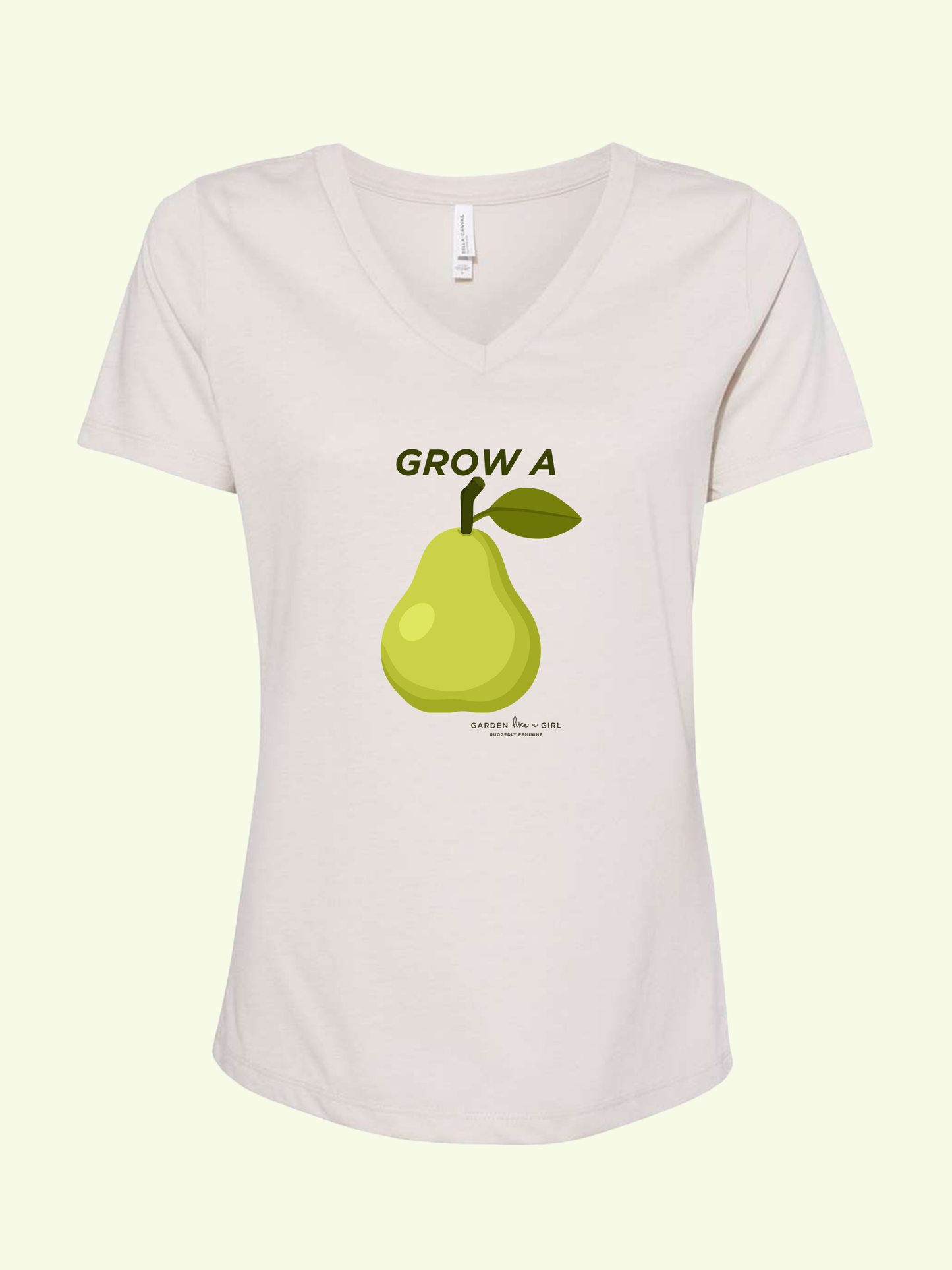 Grow A Pear V-Neck Tee — Cute Fruit Graphic Women's Shirt
