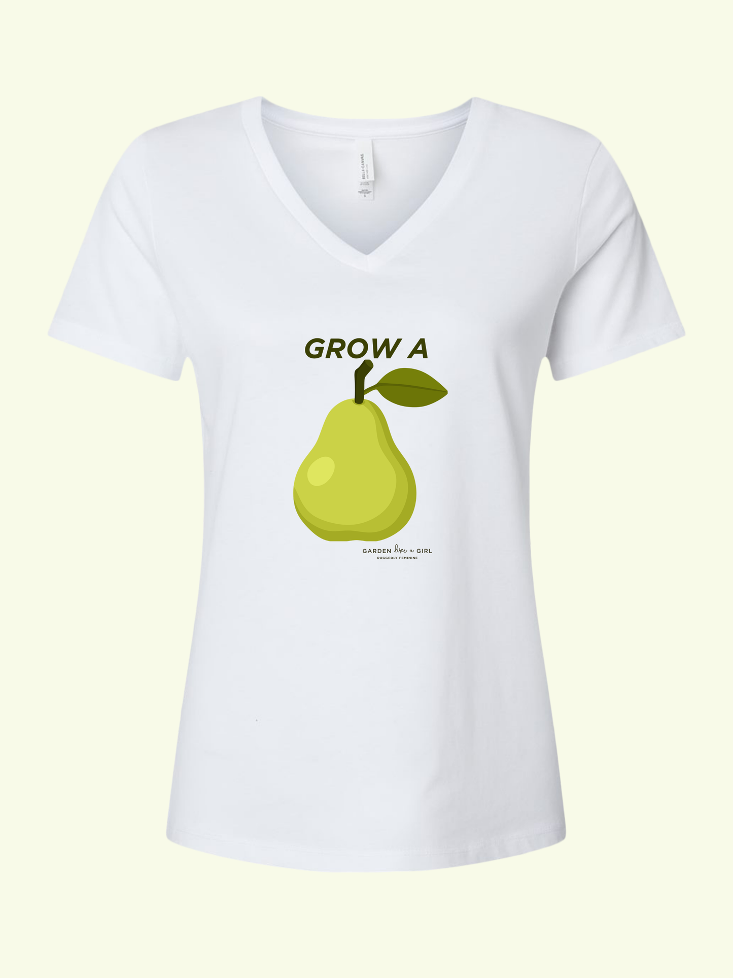 Grow A Pear V-Neck Tee — Cute Fruit Graphic Women's Shirt