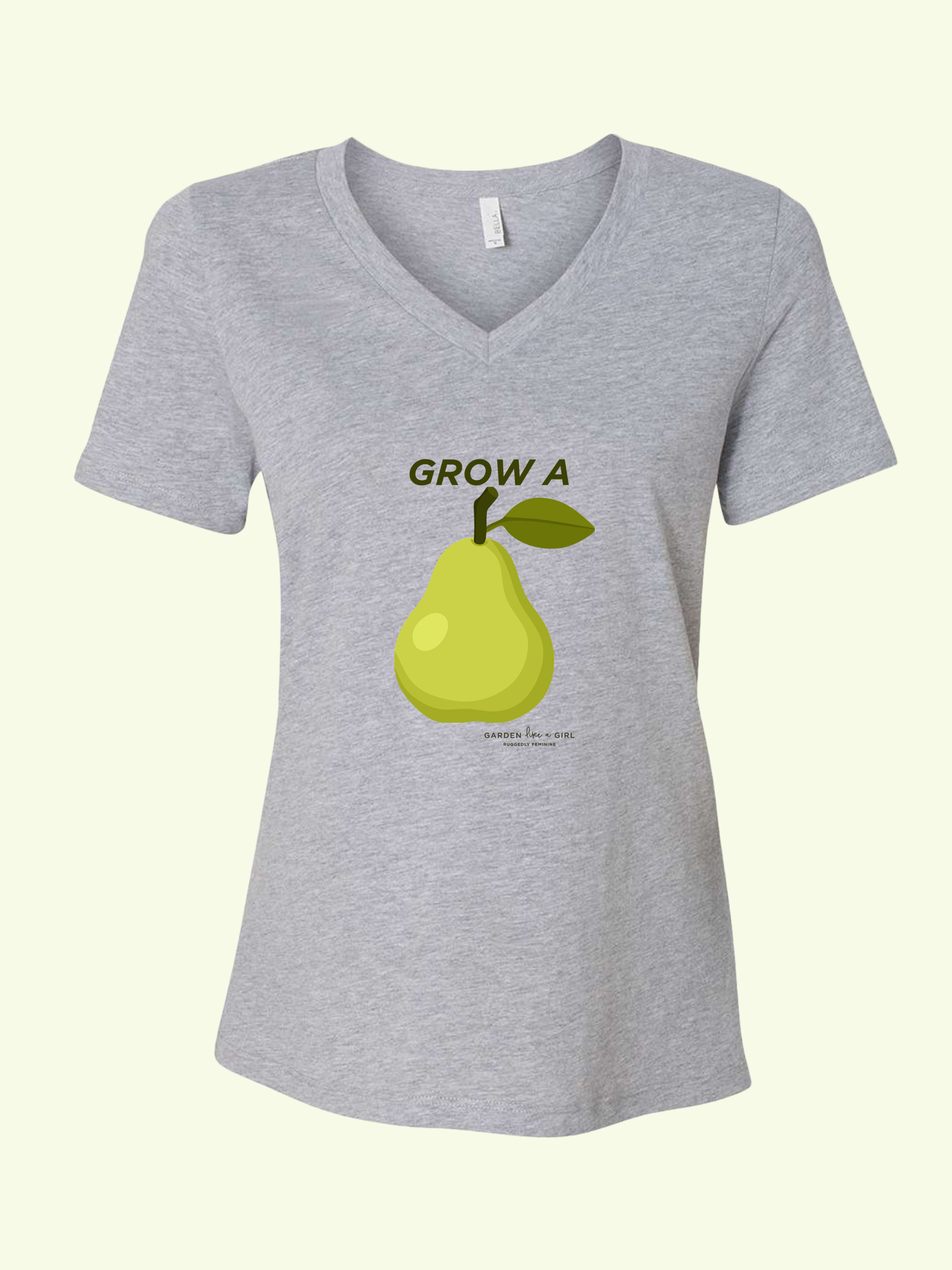 Grow A Pear V-Neck Tee — Cute Fruit Graphic Women's Shirt