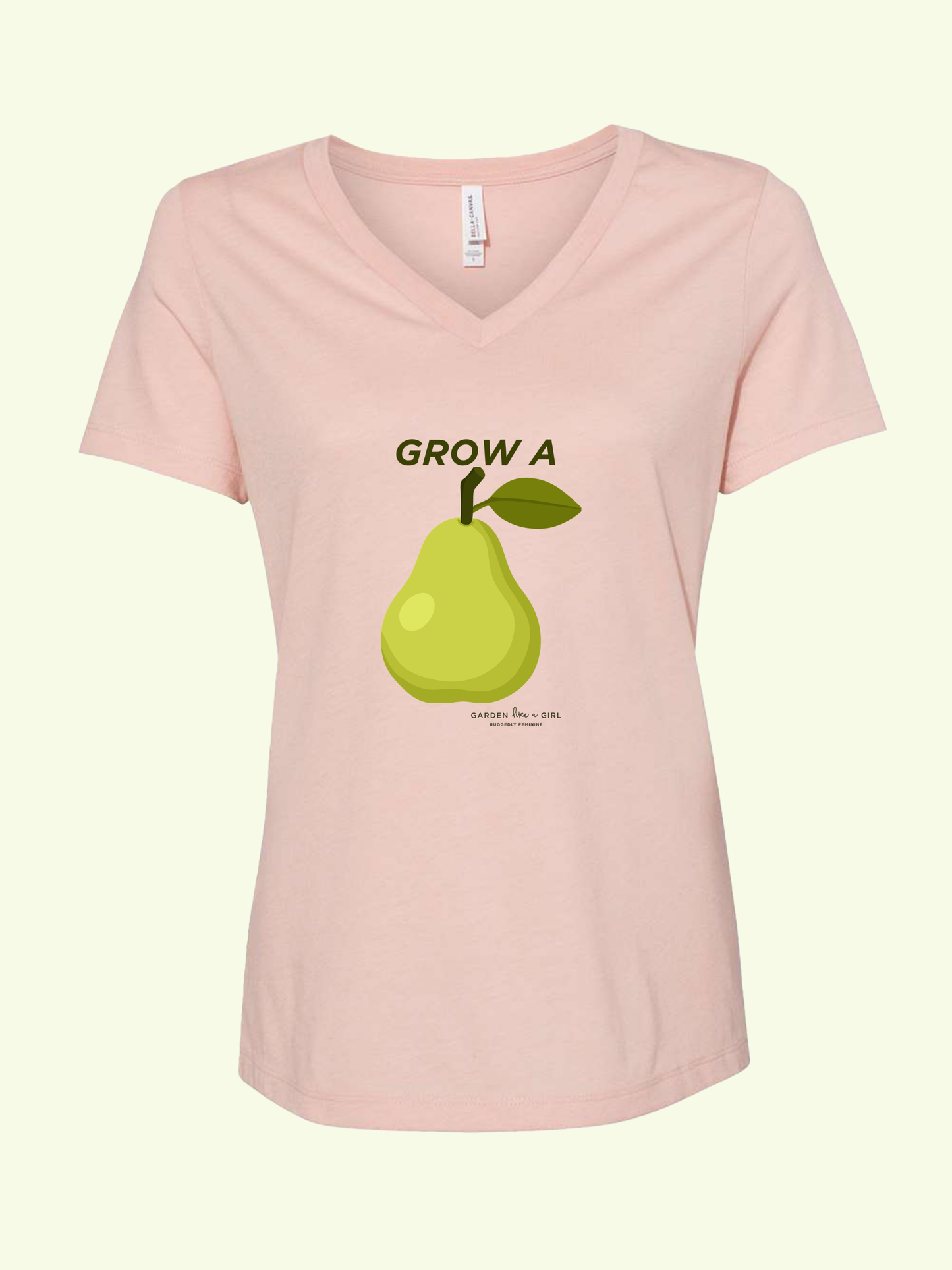 Grow A Pear V-Neck Tee — Cute Fruit Graphic Women's Shirt