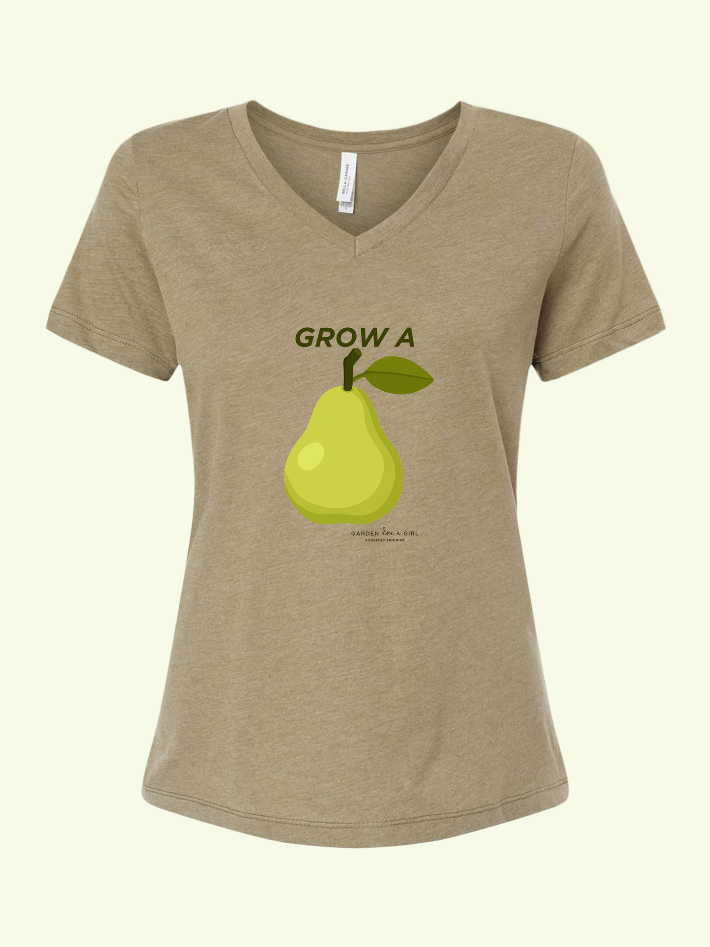 Grow A Pear V-Neck Tee — Cute Fruit Graphic Women's Shirt