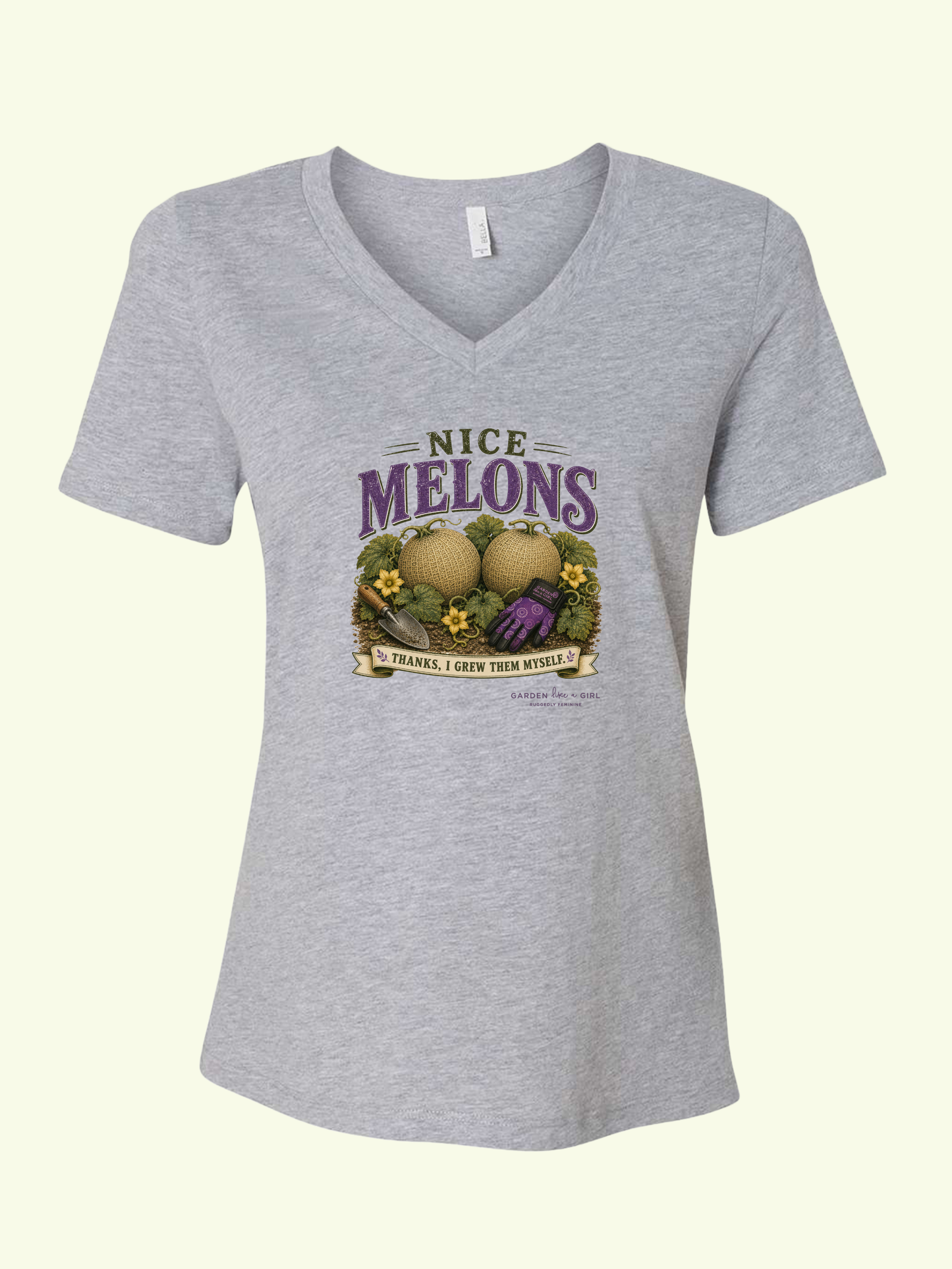 Nice Melons V-Neck Tee — Funny Gardening Shirt for Women