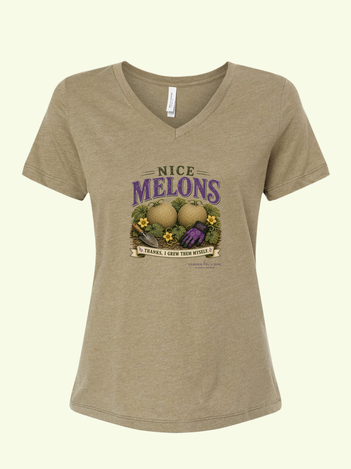 Nice Melons V-Neck Tee — Funny Gardening Shirt for Women