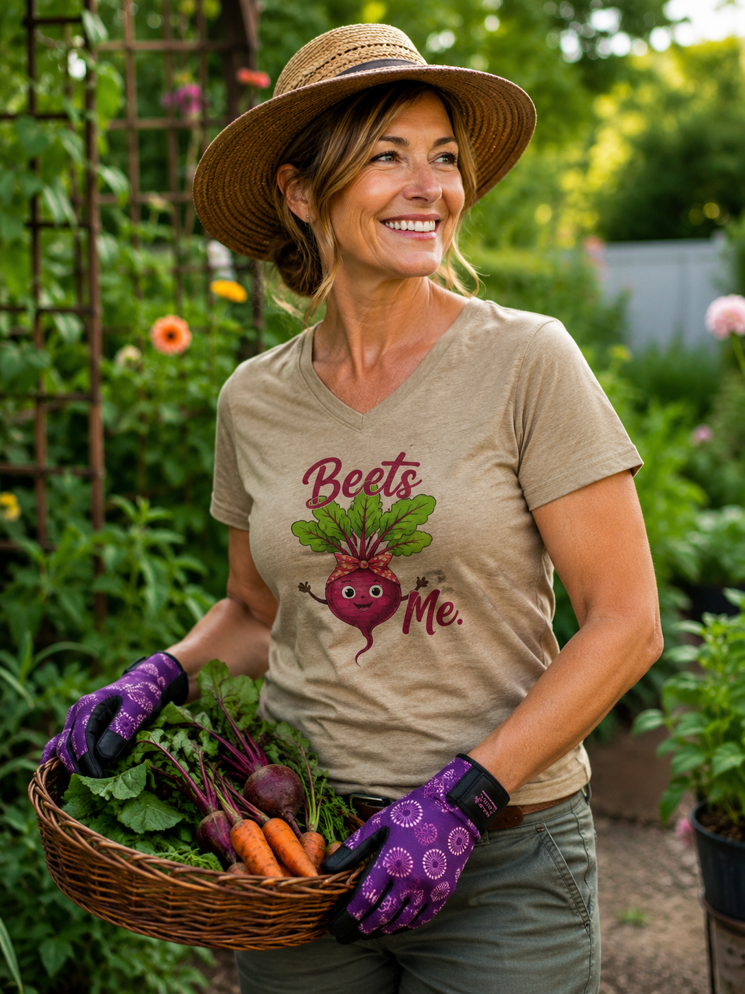 Beets Me V-Neck Tee — Funny Female Gardeners Shirt
