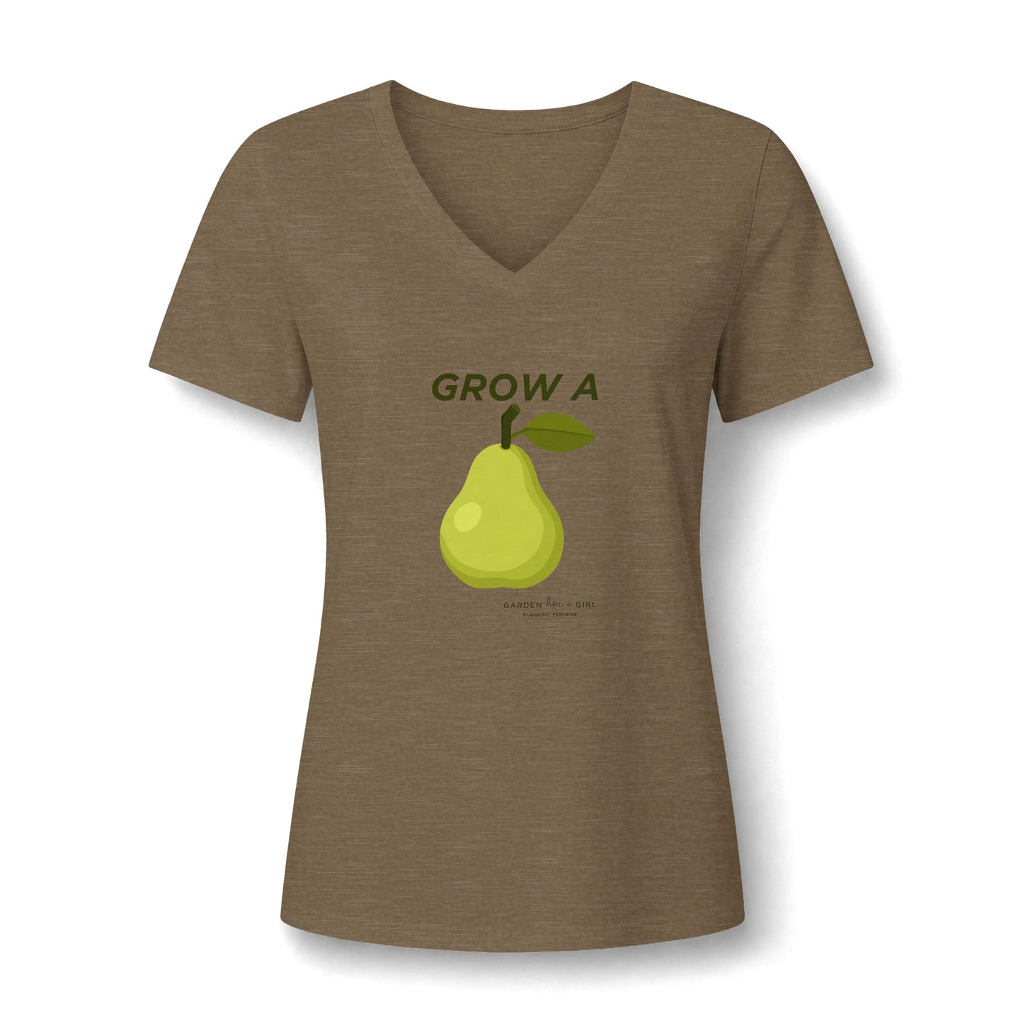 Grow A Pear V-Neck Tee — Cute Fruit Graphic Women's Shirt