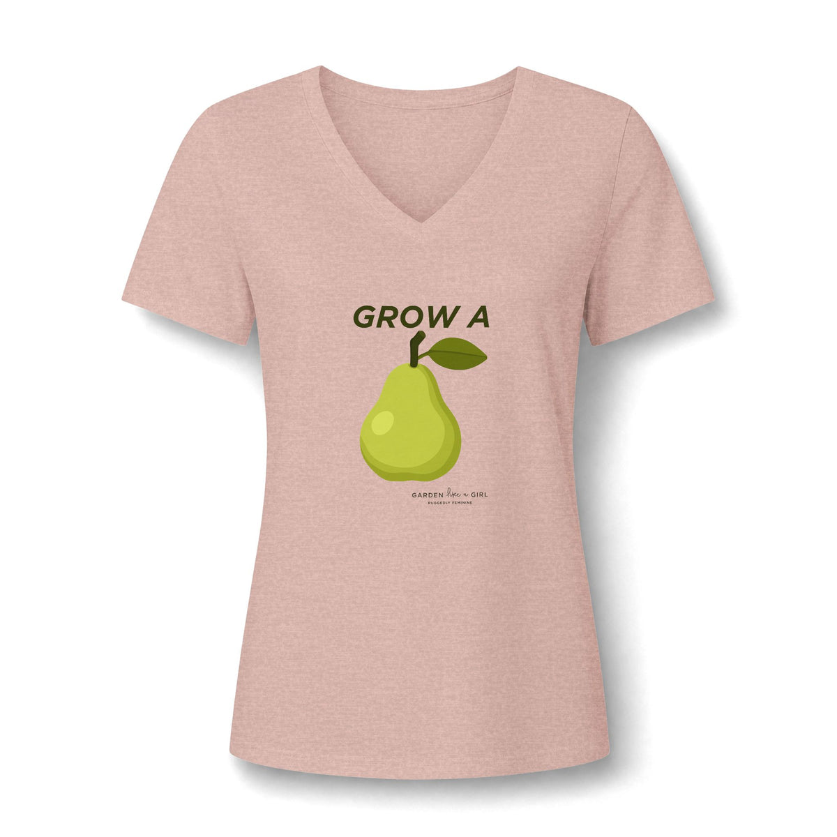 Grow A Pear V-Neck Tee — Cute Fruit Graphic Women's Shirt