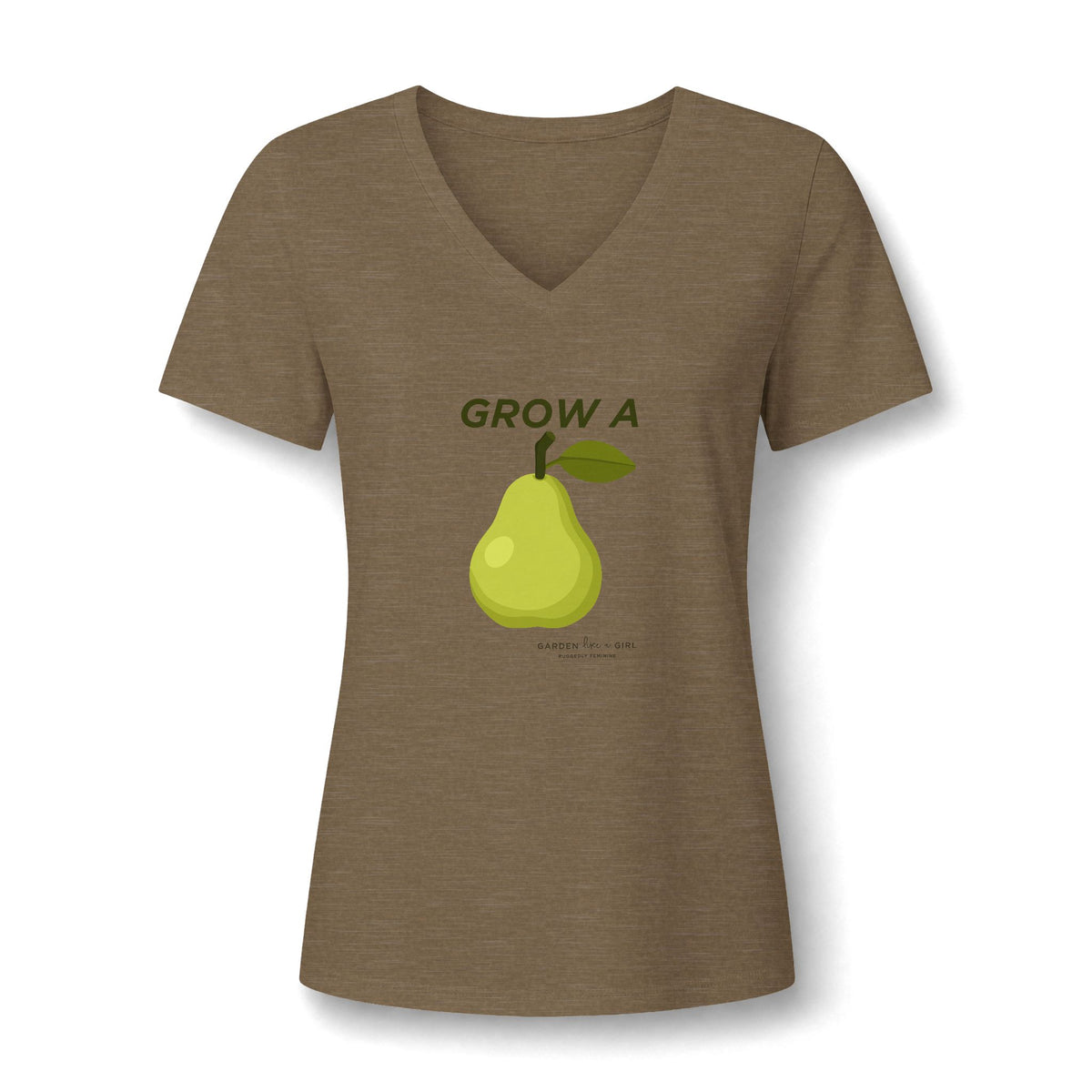 Grow A Pear V-Neck Tee — Cute Fruit Graphic Women's Shirt