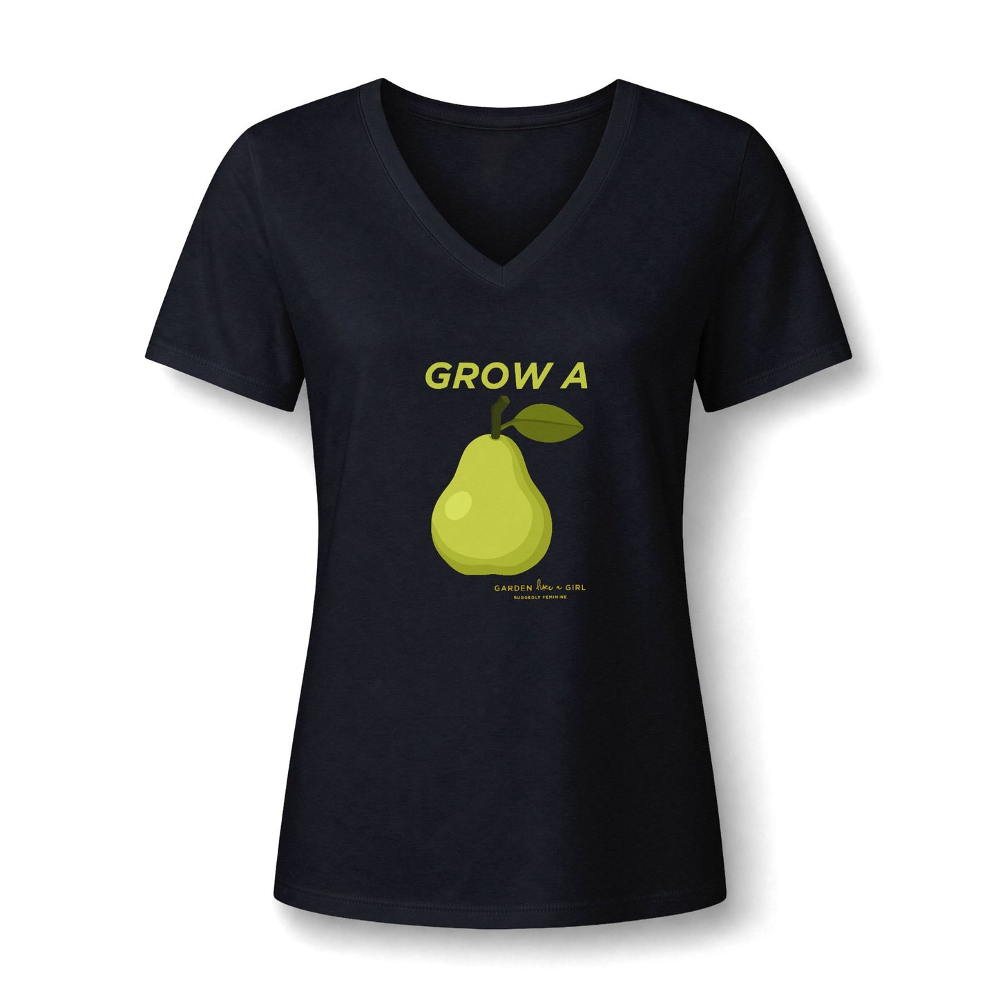 Grow A Pear V-Neck Tee — Cute Fruit Graphic Women's Shirt