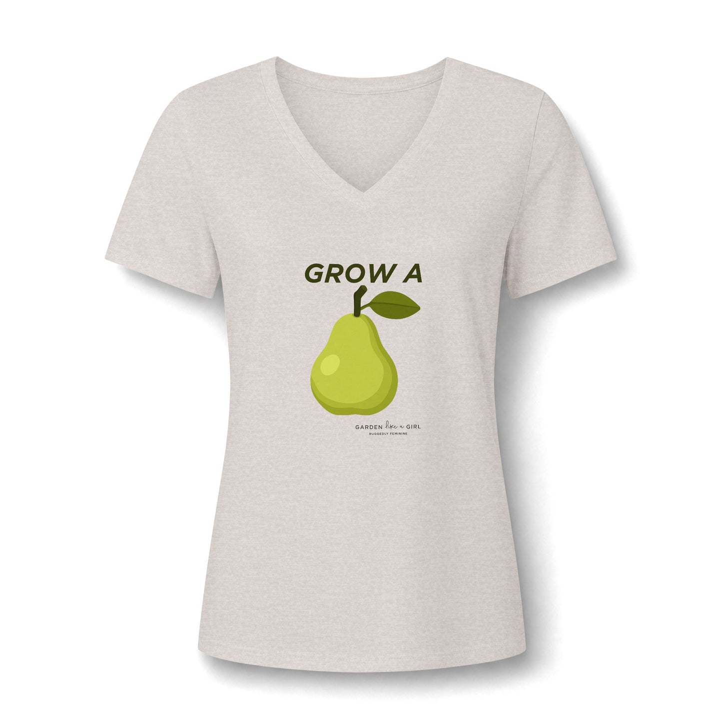 Grow A Pear V-Neck Tee — Cute Fruit Graphic Women's Shirt