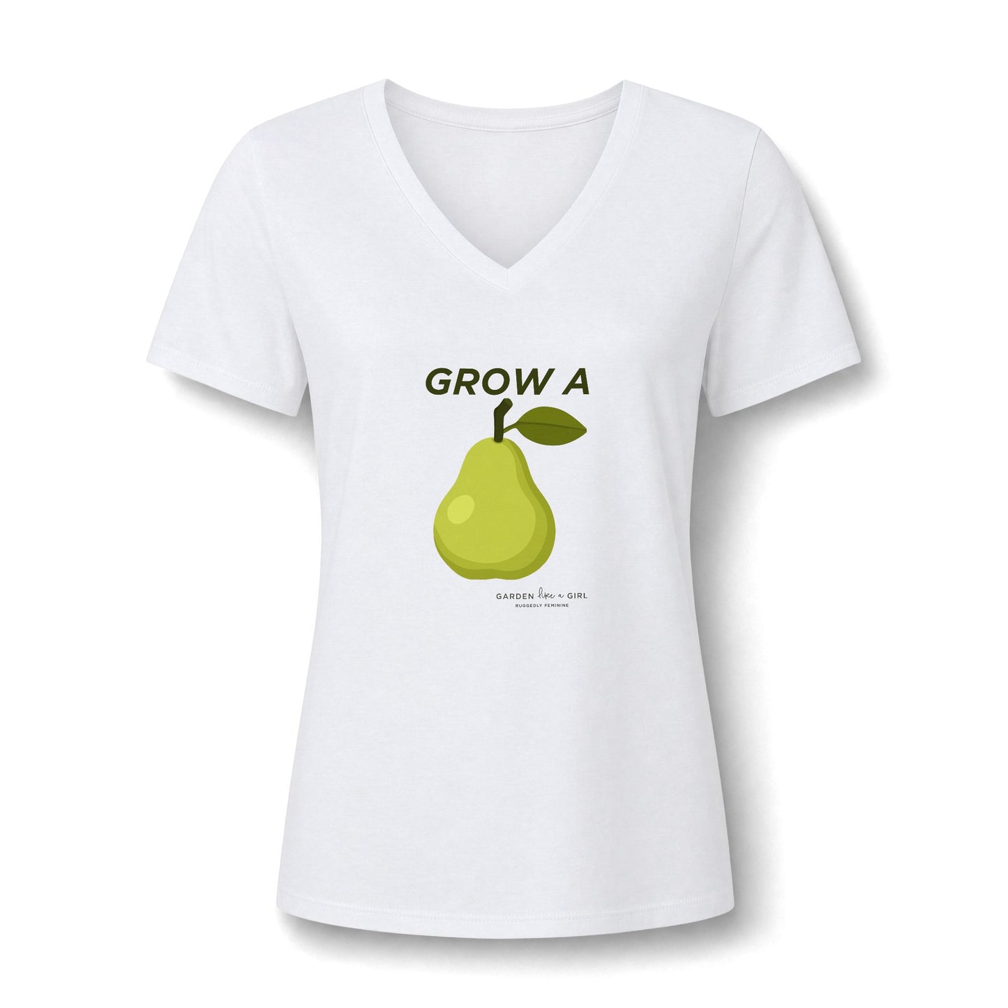 Grow A Pear V-Neck Tee — Cute Fruit Graphic Women's Shirt