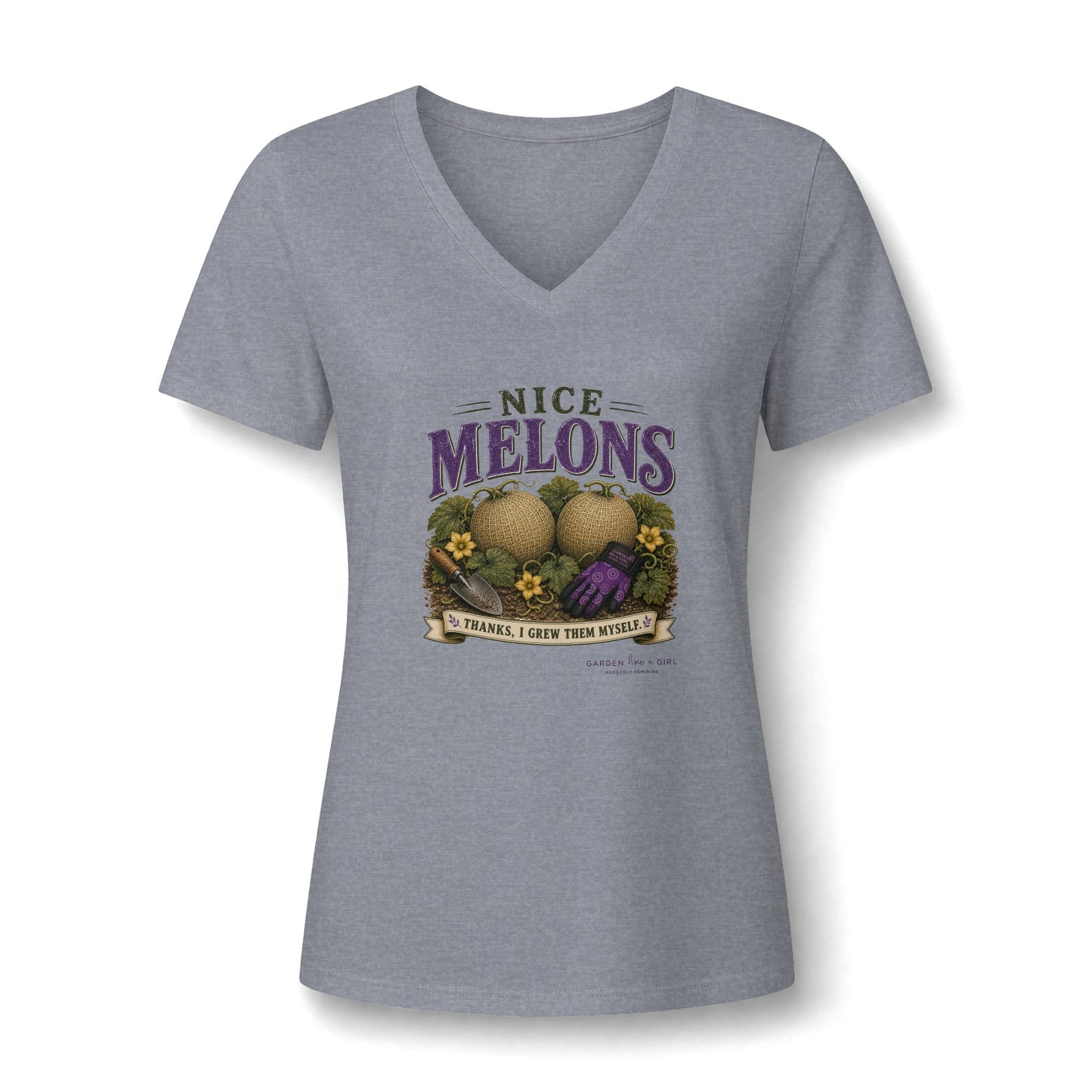 Nice Melons V-Neck Tee — Funny Gardening Shirt for Women