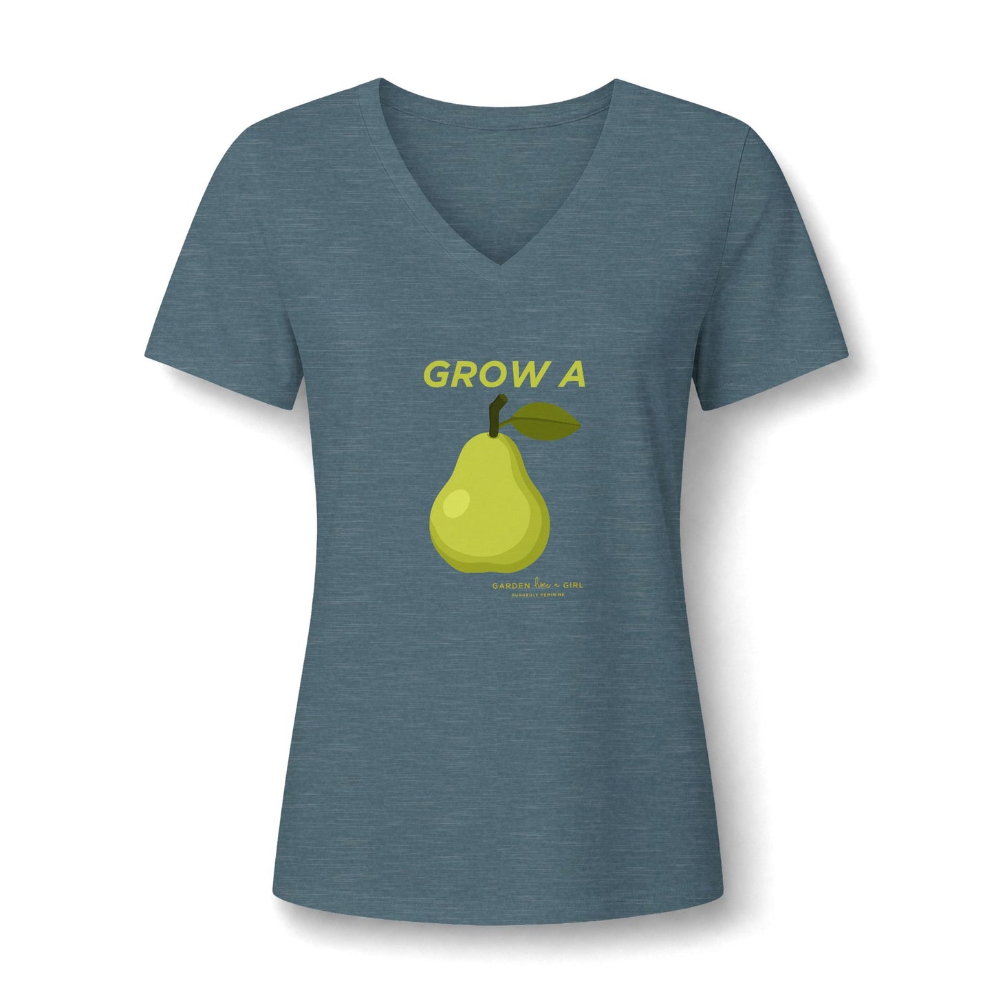 Grow A Pear V-Neck Tee — Cute Fruit Graphic Women's Shirt