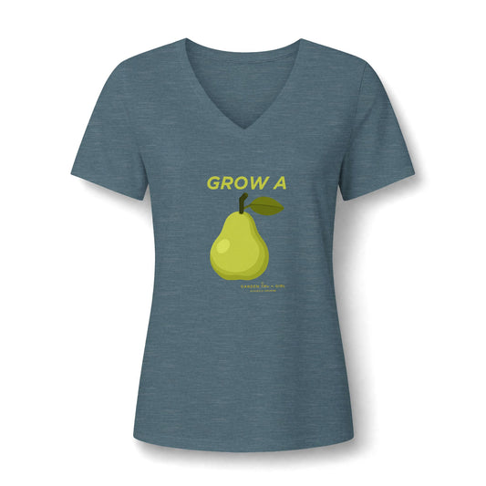 Grow A Pear V-Neck Tee — Cute Fruit Graphic Women's Shirt